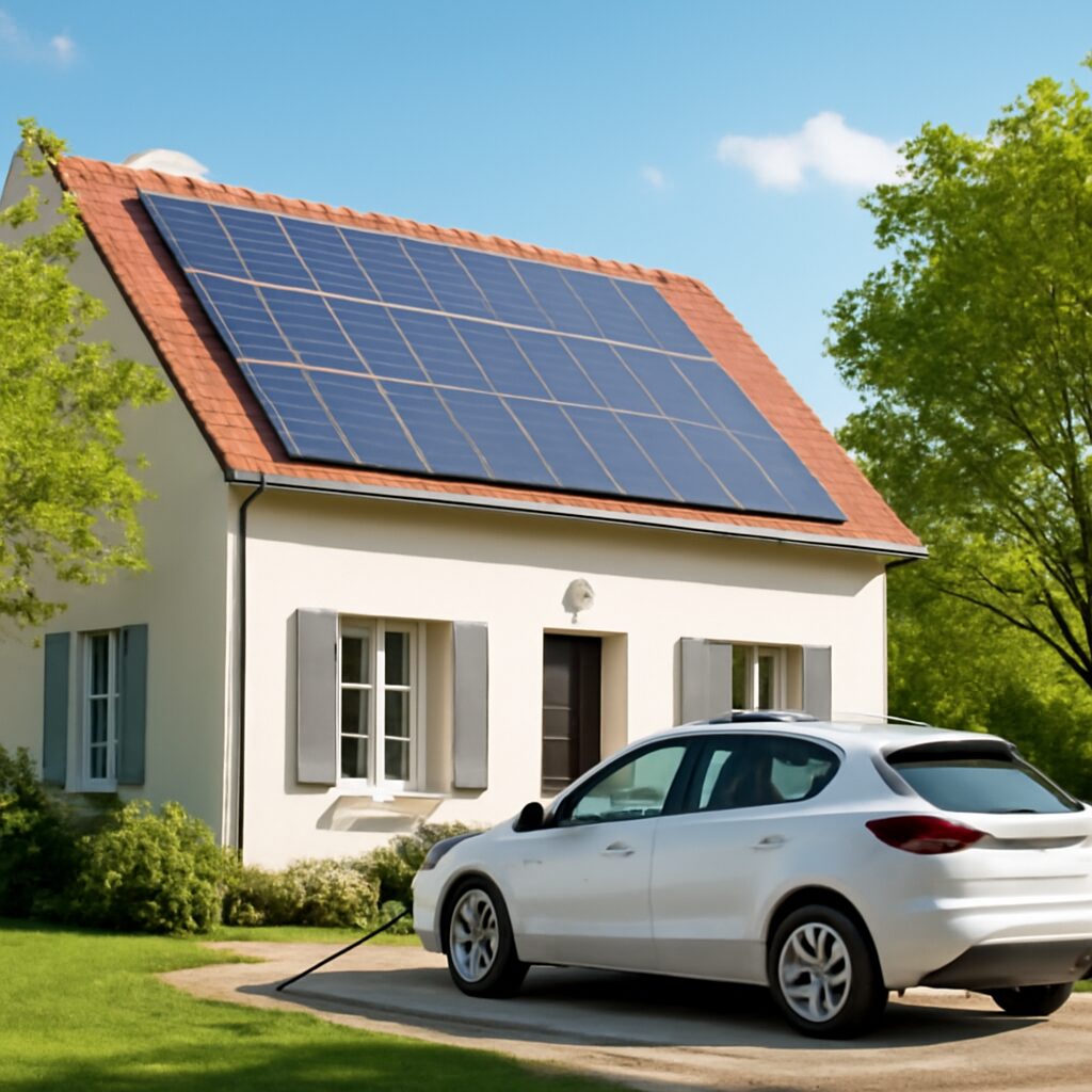 Maison individuelle équipée de panneaux solaires en autoconsommation
