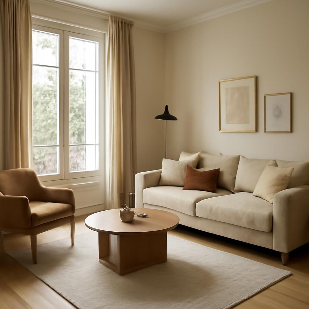 Salon confortable avec plancher chauffant et radiateurs basse température