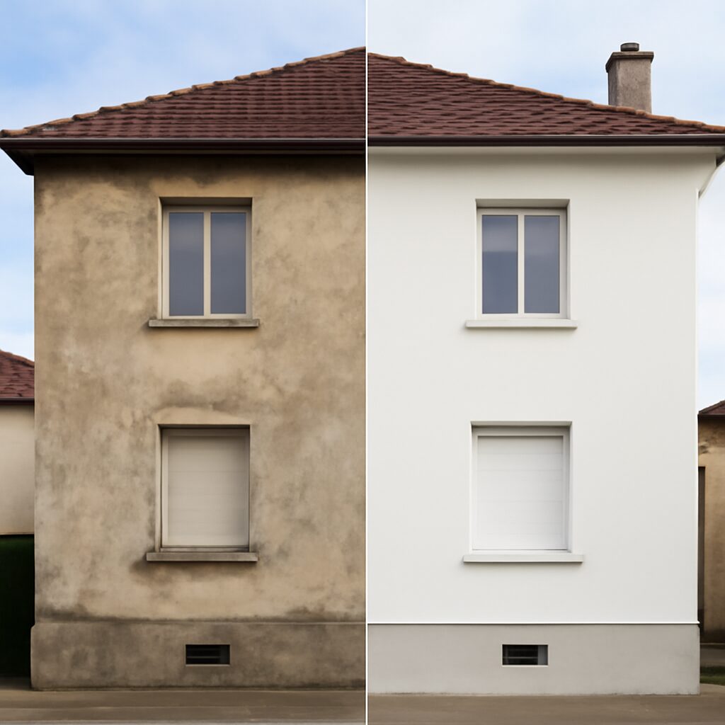 Façade de maison après isolation thermique par l'extérieur