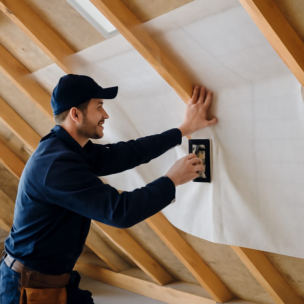 Isolation de toiture par laine de roche — combles aménageables isolés entre chevrons