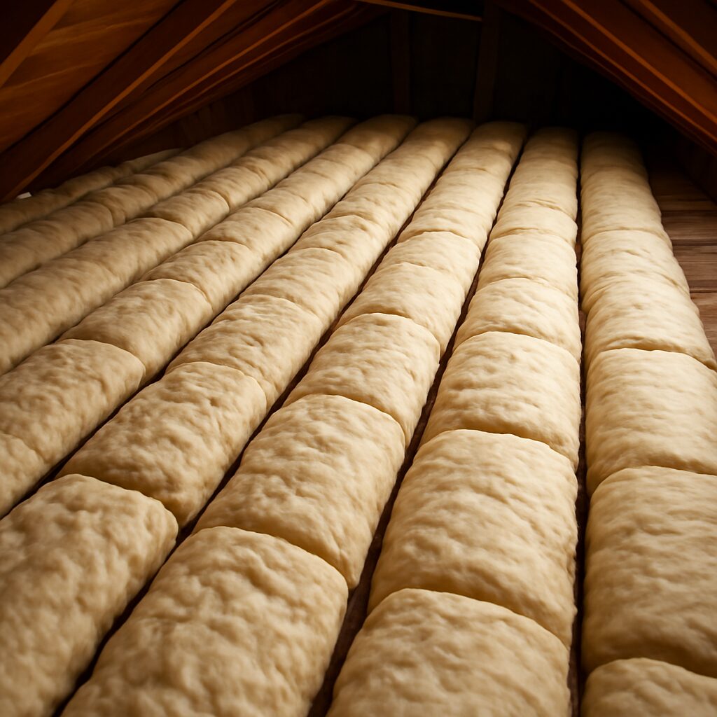 Pose de l'isolation dans les combles d'une maison