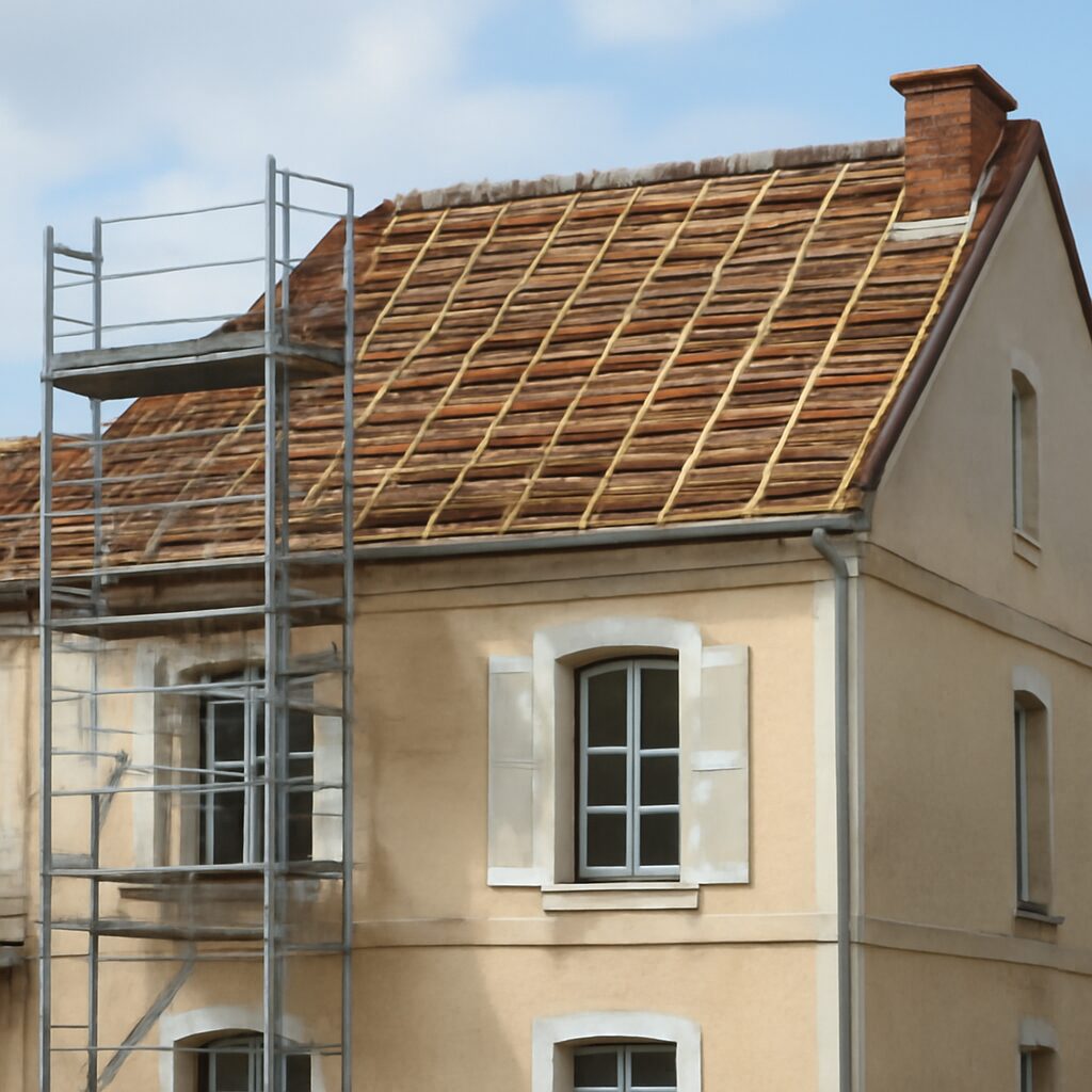 Travaux de rénovation thermique en cours sur un bâtiment