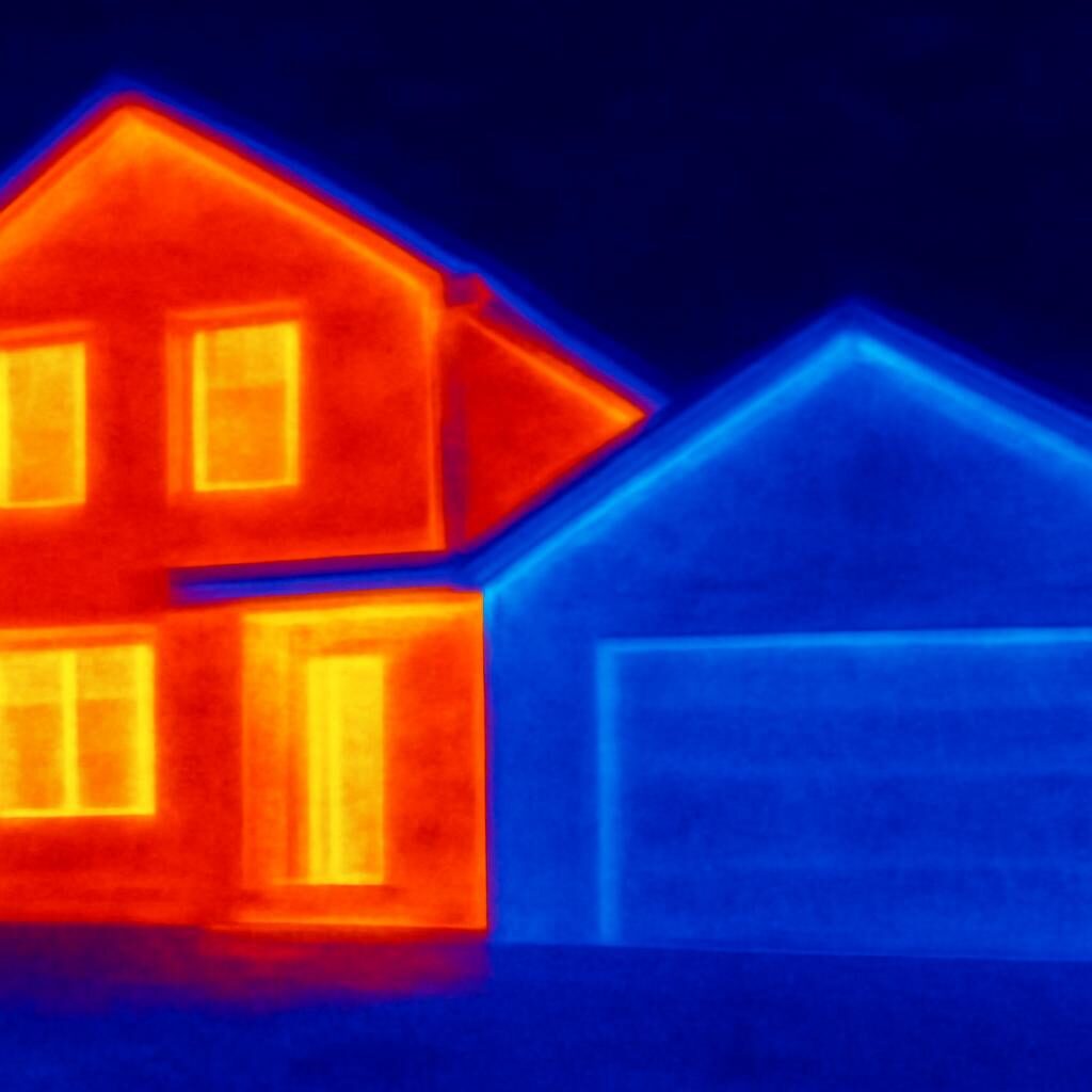 thermographie infrarouge montrant les déperditions d'un garage non isolé