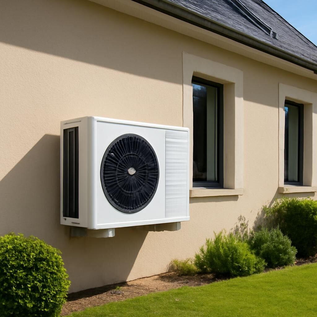 Pompe à chaleur air/air installée sur façade de maison française