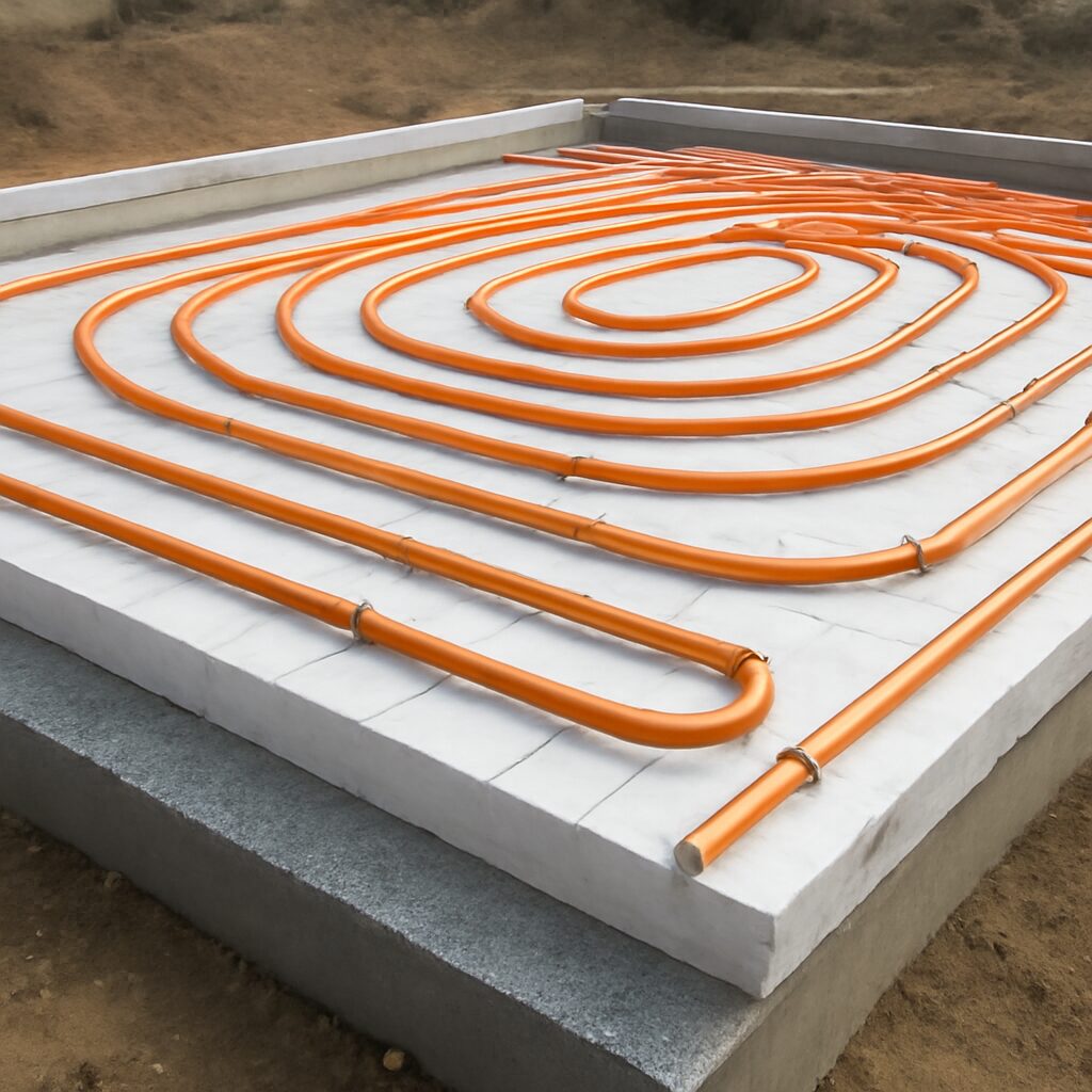 Installation plancher chauffant relié à une PAC air/eau