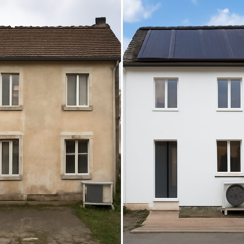 Maison rénovée avec isolation améliorée pour une meilleure performance énergétique