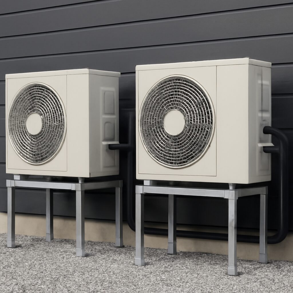 Unité extérieure d'une pompe à chaleur air/eau split — compresseur et échangeur à air