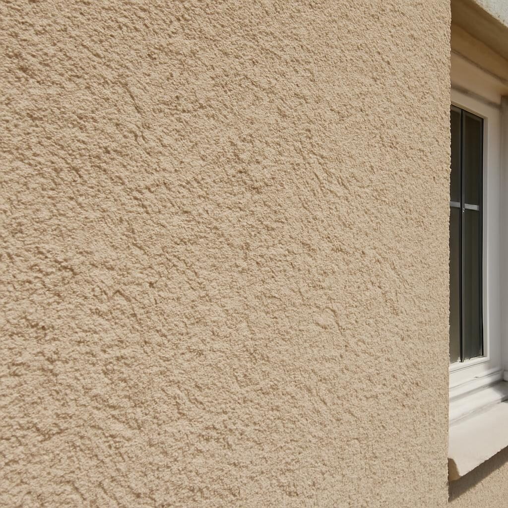 Texture enduit isolant extérieur fraîchement appliqué