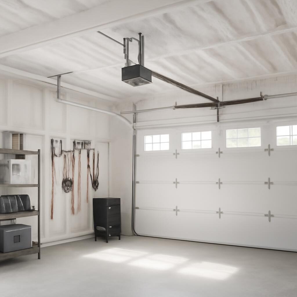 Garage isolé moderne murs blancs rangé propre